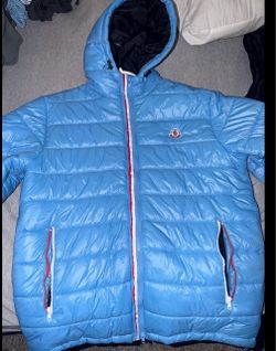 Moncler Blue Puffer Jacket with Hood