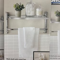 ORG Wall Shelf With Towel Bar For Extra Storage
