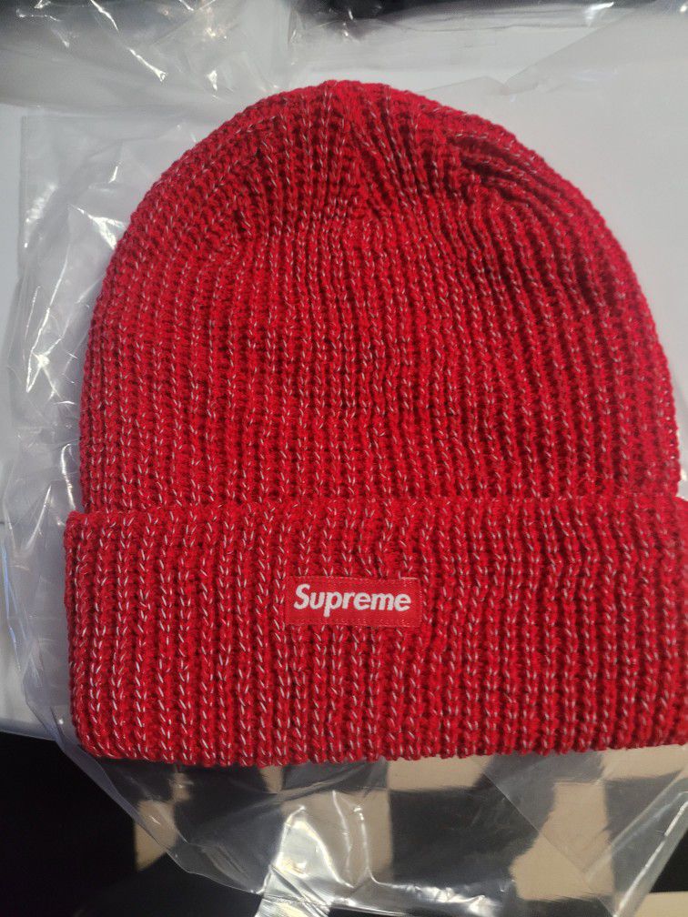 Supreme Reflective Loose Gauge Beanie!!FW17!! RED COLOR