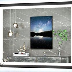 TokeShimi Black 40x30 Inch Frame Bathroom Mirror with Front Lights and Backlit