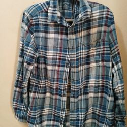 Faded Glory Plant Final Long Please One Pocket Button Down Shirt Men's Size Medium 38 * 40 Excellent Condition