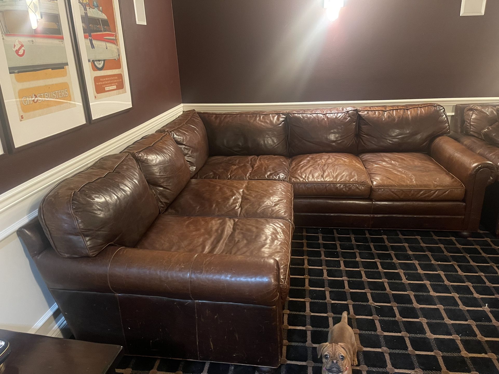 Restoration Hardware original Lancaster Sectional Cocoa Brown, Luxe Depth, Down Wrapped