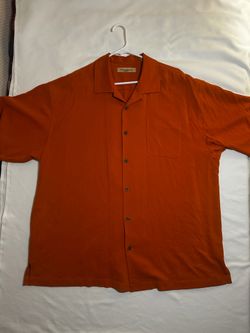 Tommy Bahama Men’s Big & Tall 2XL Orange Silk Short Sleeve Button-Up Pockets