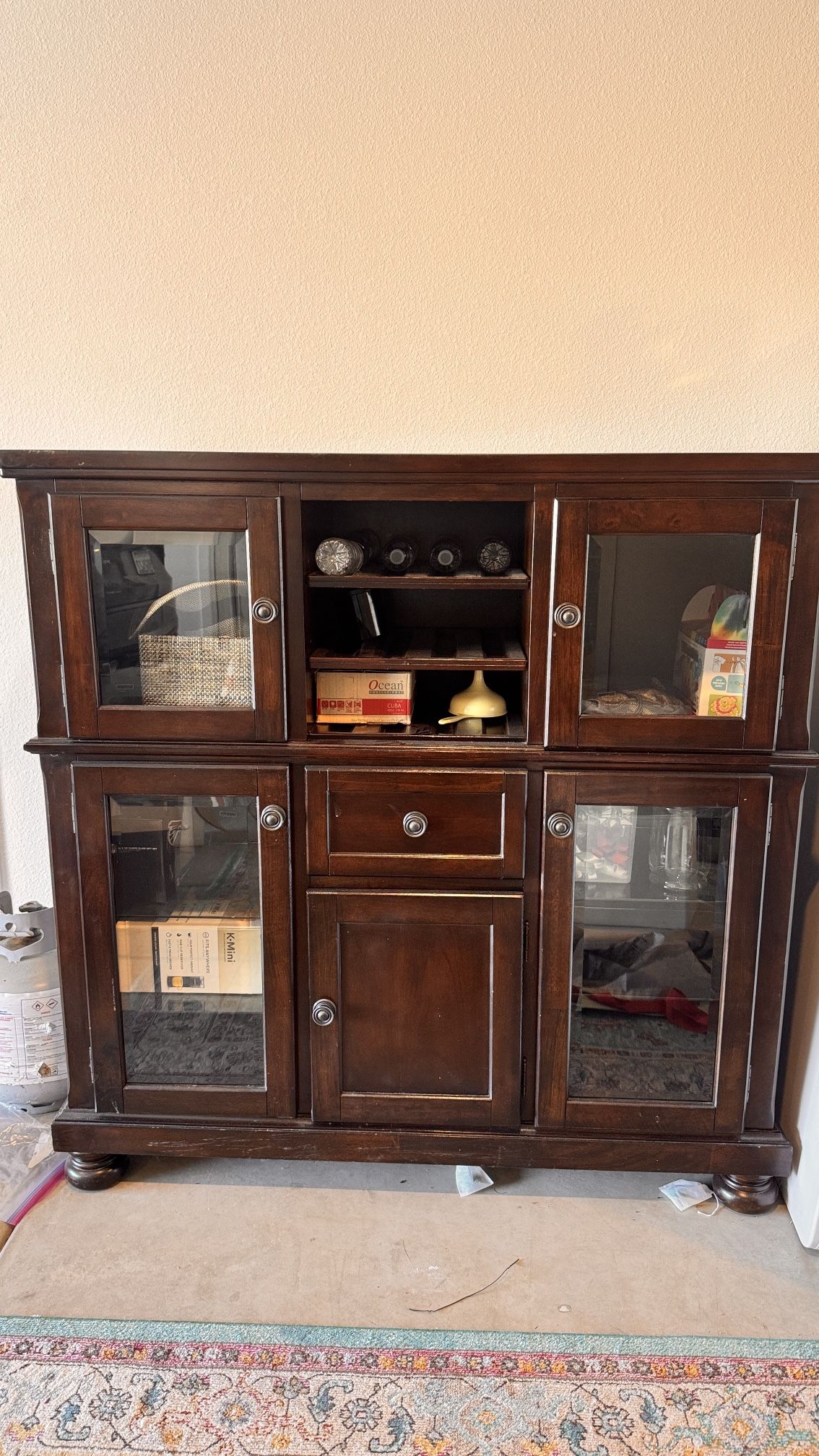 Elegant Dark Cherry Wood Dining cabinet
