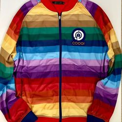 Vintage Coogi Track Jacket Mens 2XL Rainbow Satin Multicolor 90s