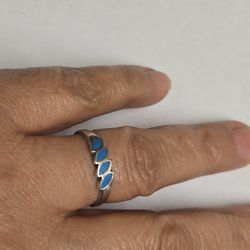 Native American/Southwestern Style 925 Sterling Silver Ring With Inlay Turquoise