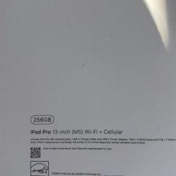 Brand New Unlocked for any carrier 13inch Ipad Pro 2025 M5 256 GB Wifi/Cellular Space Black Brand New Unopened