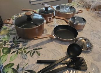 Nutrichef 13pc nonstick set copper brownish