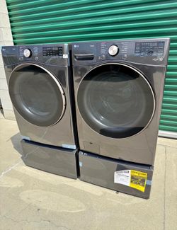LG ThinQ Washer And Dryer Front Load W/ pedestal washer