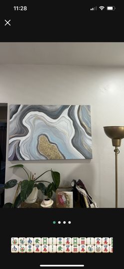 3ft X 2ft Abstract Painting Blue & Gold