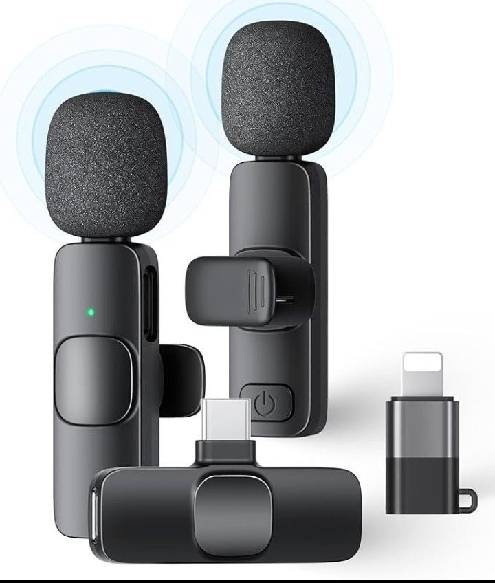2 Pack Wireless Lavalier Microphone