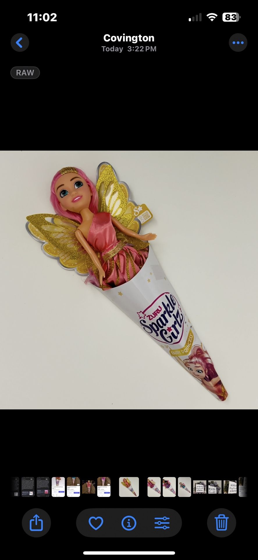 ZURU Sparkle Girl Fairy Princess Doll With Gold Wings & Pink Dress