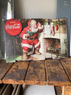 Coca Cola Santa clause wood picture frame
