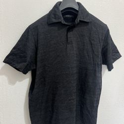 Ermenegildo Zegna Polo Shirt Mens M Luxury Charcoal Gray Short Sleeve