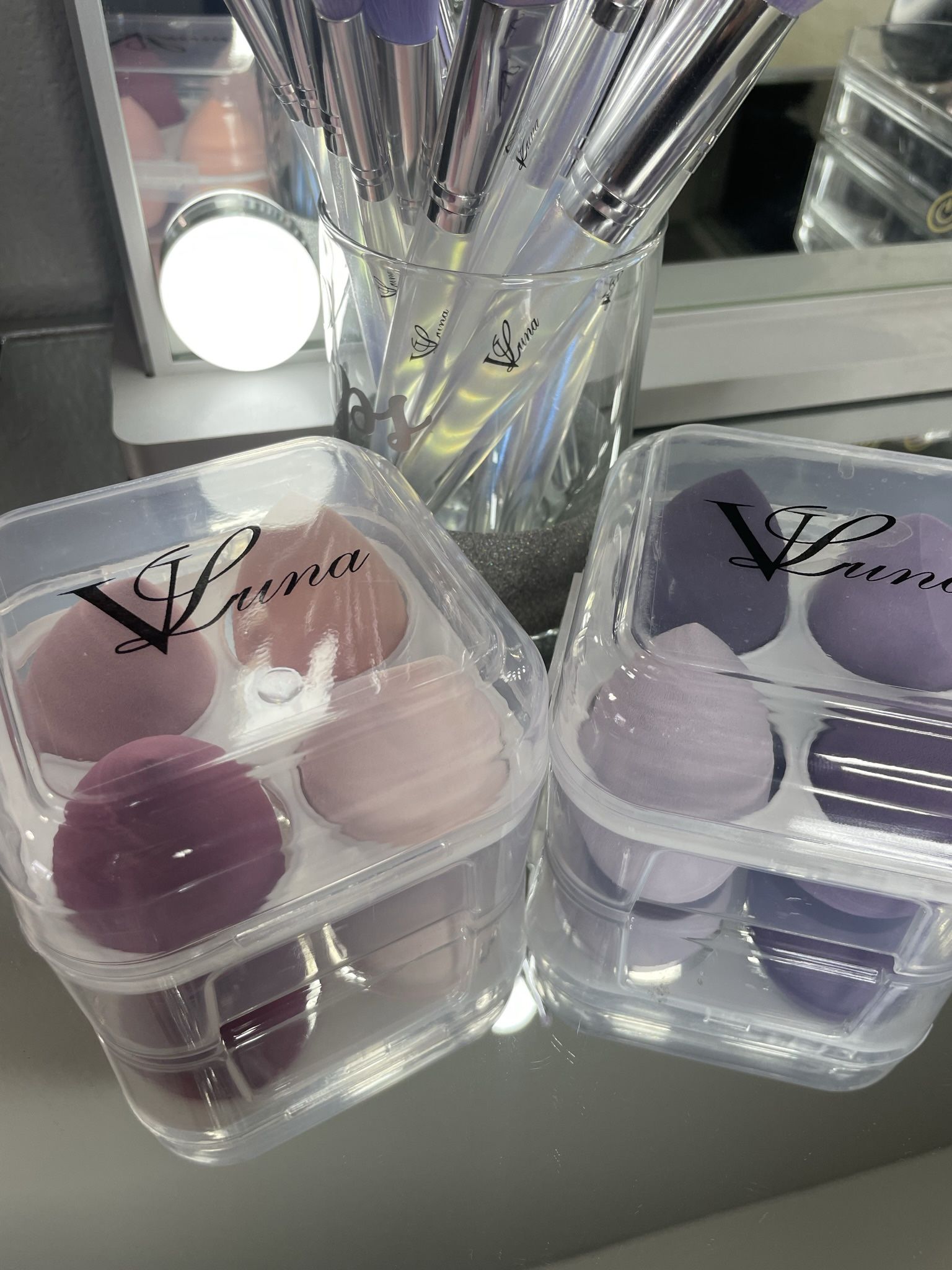 Four Piece Make Up Sponges With Case.
