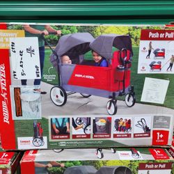 Radio Flyer, Discovery Stroll 'N Wagon with Canopies, Folding Wagon, Gray and Red