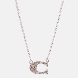Coach Pave Signature Necklace Silver