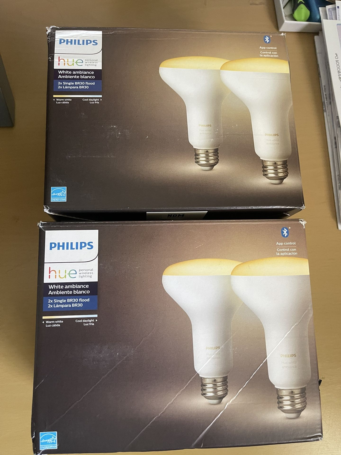 Philips Hue 2-Pack White Ambiance BR30 60W Equivalent Dimmable LED Smart Flood Light 