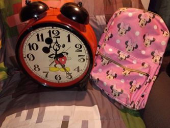 Mickey Mouse Clock & Minnie Mouse Bookbag