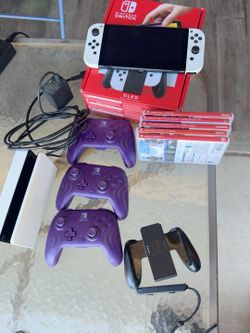 Nintendo Switch w/ dock, box, controllers, and 5 games