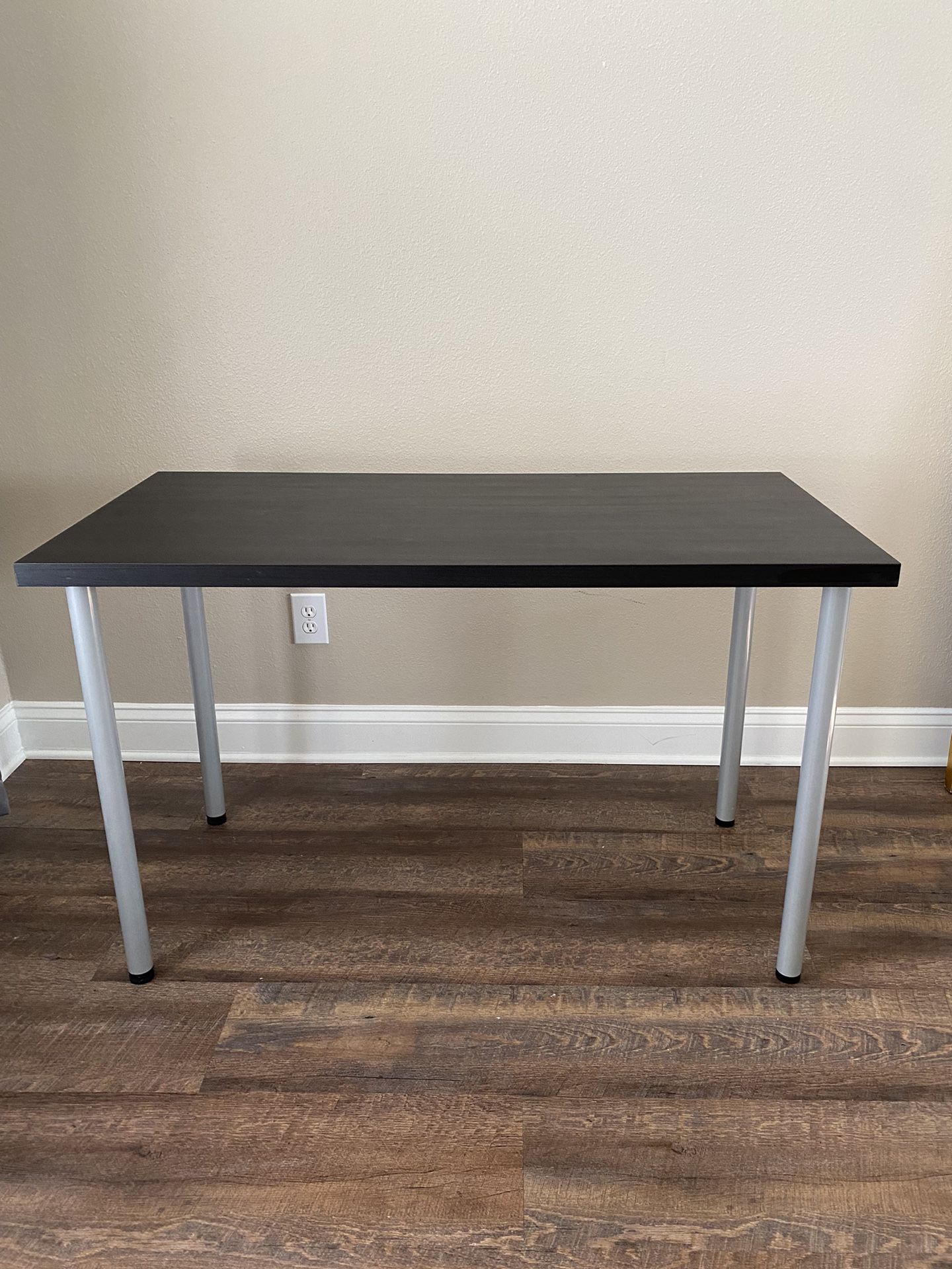 Black IKEA Desk with silver/gray legs