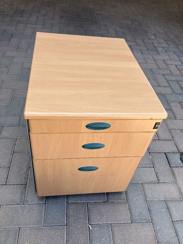3 Drawer File Wood/Metal Cabinet 
