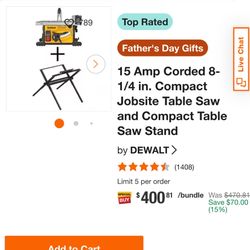 DeWalt Compact Table Saw And Stand 