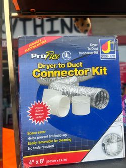 Dundas Jafine ProFlex Dryer to Duct Connector Kit, model TD48D2DZW, featuring a 4-inch by 8-foot semi-rigid aluminum duct