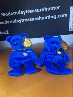 Ty Official Club Blue Beanie Bears – Matching Pair w/ Tags