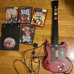 PS2 Guitar Hero Red Octane PSLGH Playstation 2 Wired Guitar Controller 