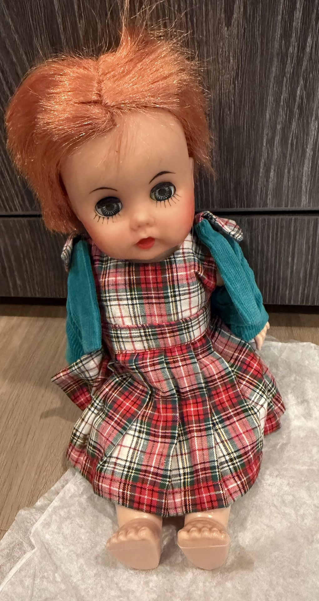 50’s 60’s Era Vintage Hard Plastic Walking Doll Ginny Style with original clothes