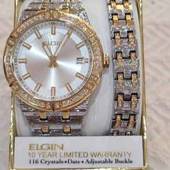 Elgin Men's Watch And Bracelet Set