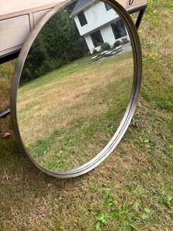 Metal bronze round mirror