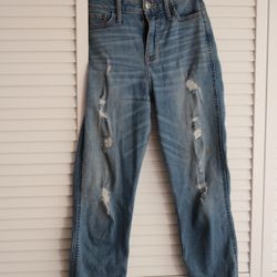 hollister Distressed blue denim jeans. Stains pictured