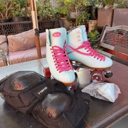 Moxi Roller Skates Size 7 + Elbow Wrist Knee Pads Set