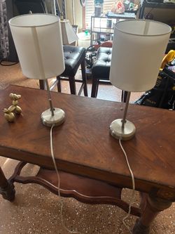 Pair of Brushed Nickel Table Lamps