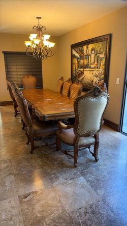 Formal Dining Table Set with 10 Chairs
