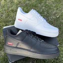 Nike Air Force 1 x Supreme White And Black  Sz 9 11 & 13