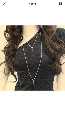 Double Layer Gold Vertical Bar Necklace