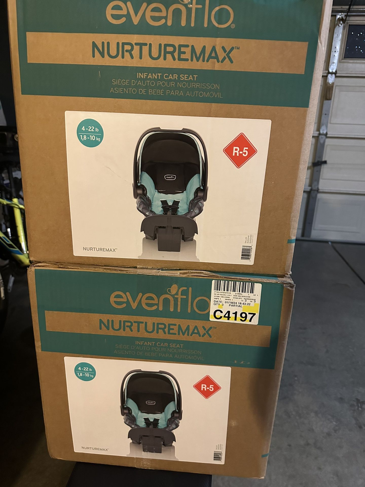 Evenflo NurtureMax Infant Car Seat (Dallas Blue) Both For 80