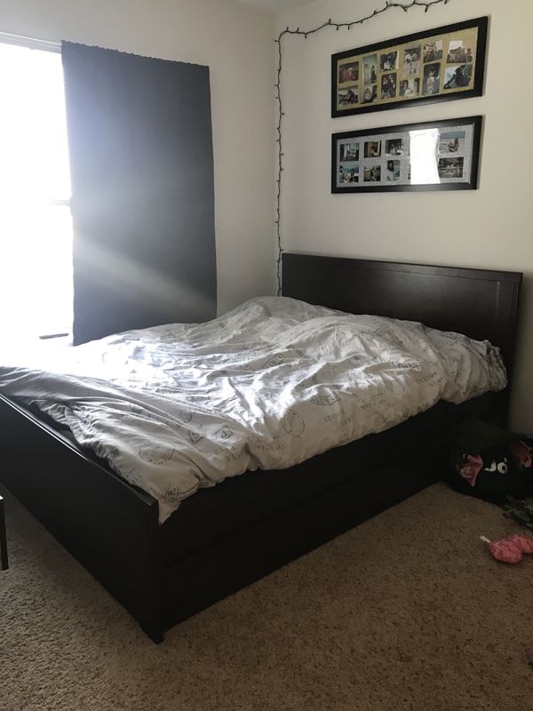 Queen Bed Frame Dark Brown Wood Ikea For In Seattle Wa Offerup Queen Bed Frame Dark Brown Wood Ikea