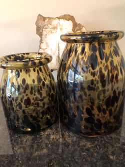 Pottery Barn Tortious Blown Glass Candle Holder Hurricane 