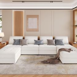 Velvet White Modular Couch