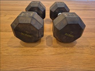 Grey Color 30 lbs pair of dumbbells, ignite by spri brand
