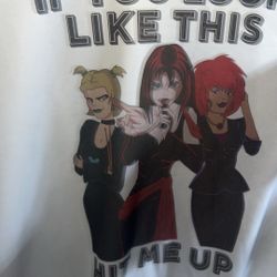 White T-Shirt XL Girl Cartoon Theme 