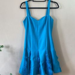 
New Jewel Badgley Mischka Blue Turquoise Summer Fit Flare Cocktail Party Dress 6