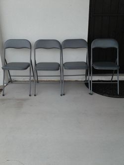 Set of 4 Gray Padded Folding Chairs