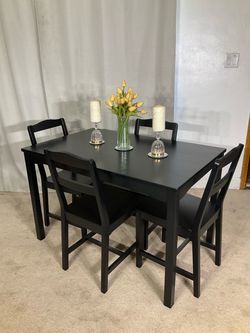 Black Compact Kitchen Dining Table & 4 Chairs LIKE NEW!