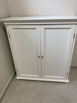 White Wood Double Door Storage Cabinet