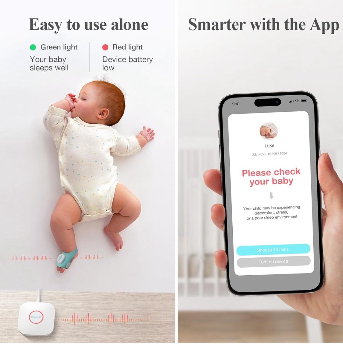 *NEW* Sense U Smart Sock Shoe Baby Monitor (Long Range) – Track Baby’s Heart Rate, sleep, and Movement Baby & Kids